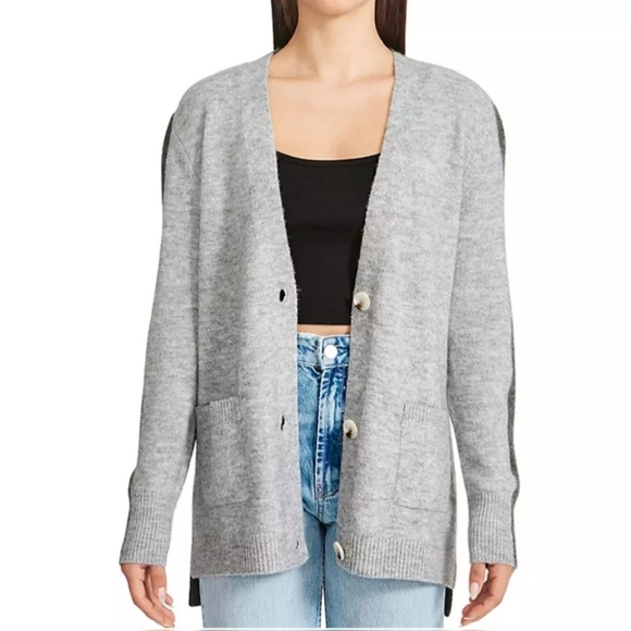 BB Dakota Colorblock Womens Study Date Cardigan Heather Grey Combo NWT Sz M - Picture 3 of 4